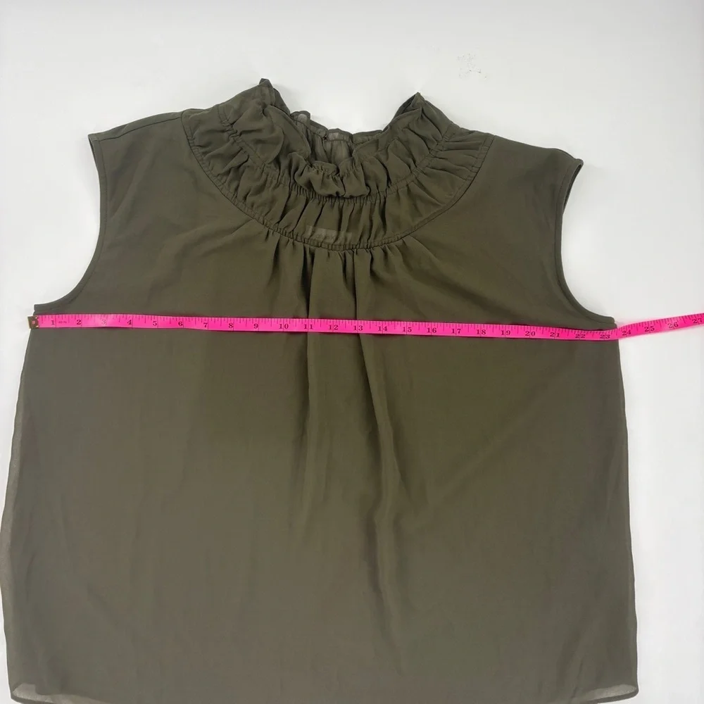 Calvin Klein Dark Green Ruffle Neck Blouse - Picture 4 of 6